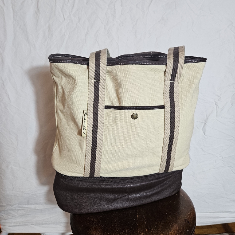 Elegant Cream and Brown picnic Tote Bag